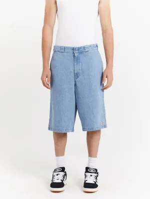 13" Denim Multi Pocket Shorts in Light Indigo