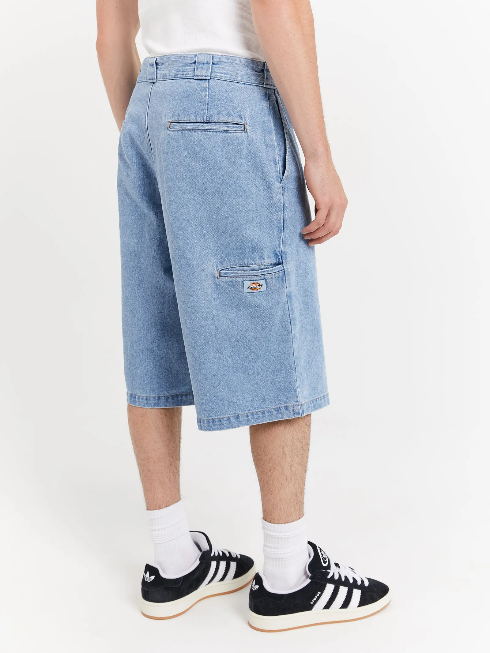 13" Denim Multi Pocket Shorts in Light Indigo
