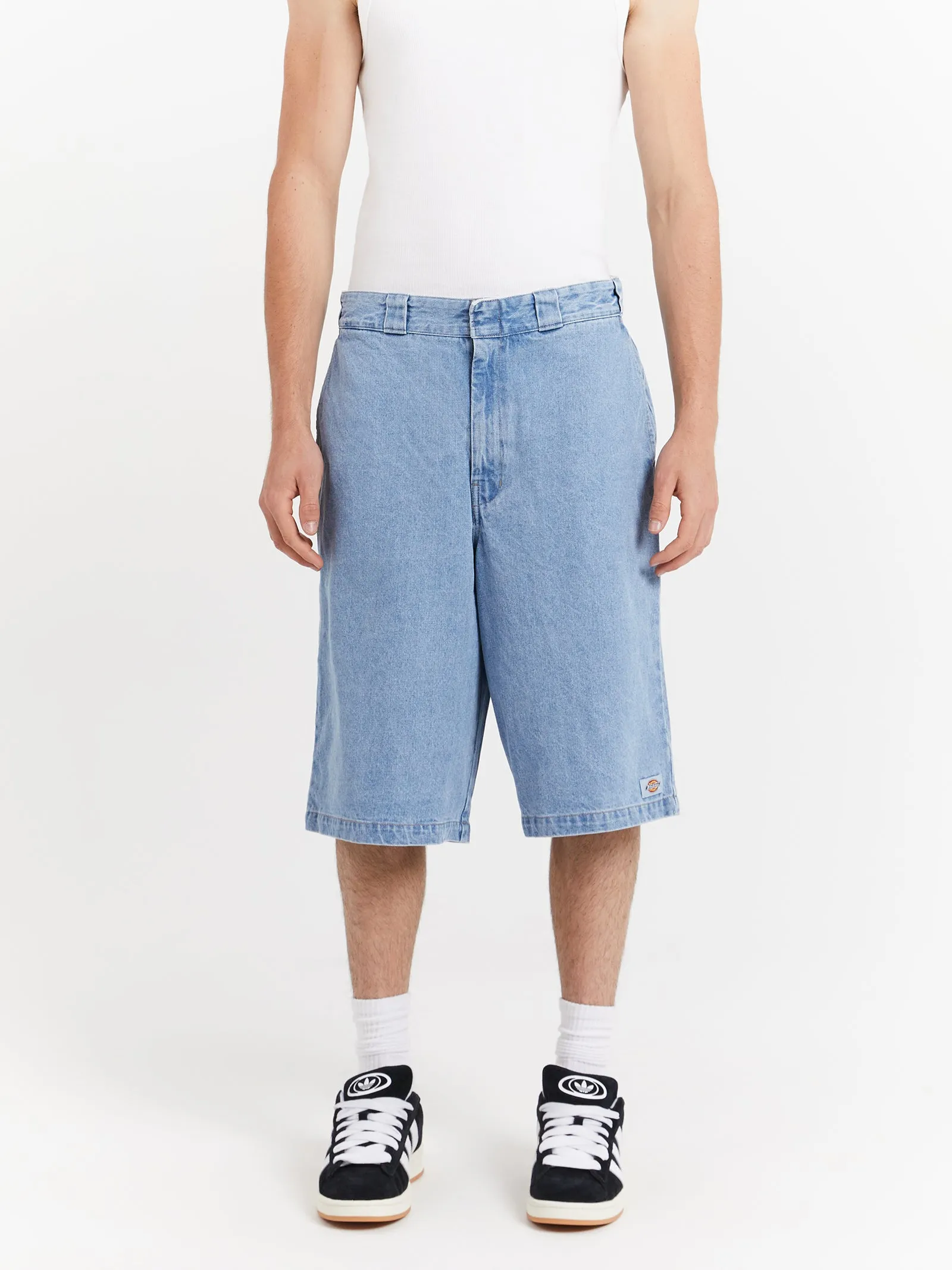 13" Denim Multi Pocket Shorts in Light Indigo