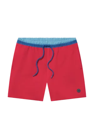 5.5" Pier Stretch Lined Swim Trunk Red