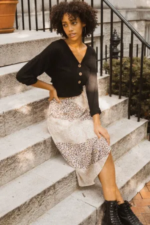 A Floral-print Woven Midi Skirt by Balec Group