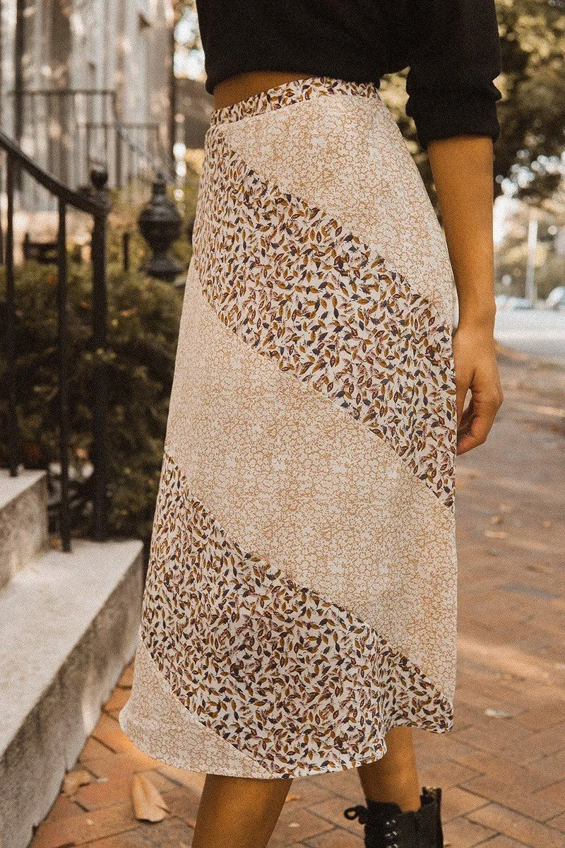 A Floral-print Woven Midi Skirt by Balec Group