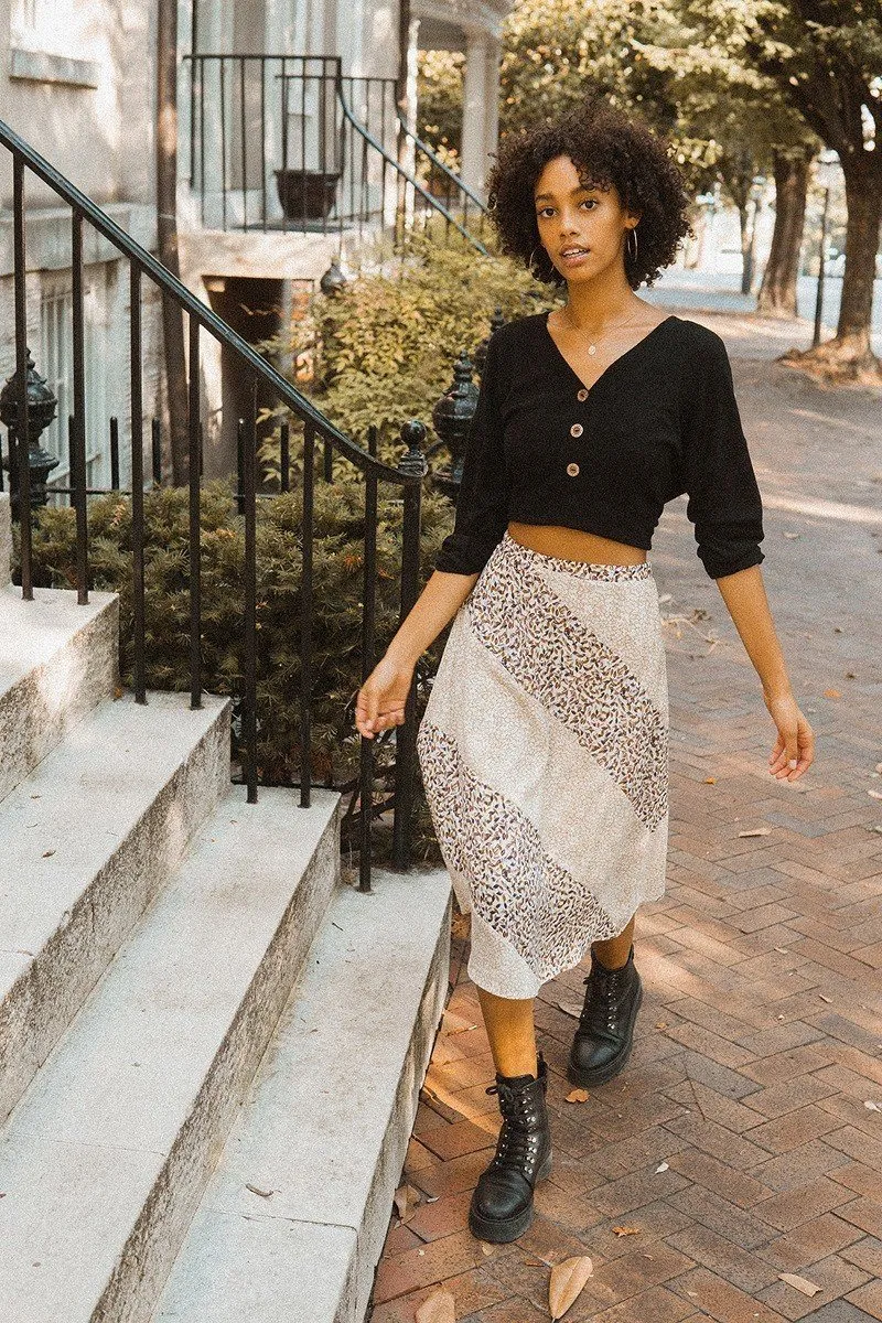 A Floral-print Woven Midi Skirt by Balec Group