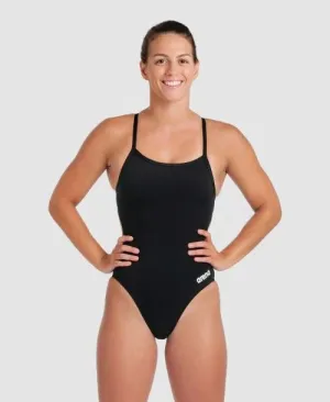 Arena Women Team Swimsuit Challenge Solid Quick Dry Swimwear Black