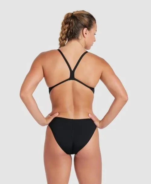 Arena Women Team Swimsuit Challenge Solid Quick Dry Swimwear Black