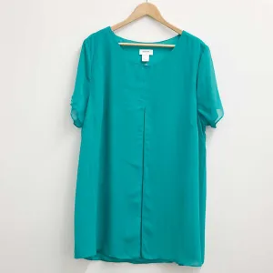 Avenue Turquoise Liv Overlay Mixed Media Top UK18