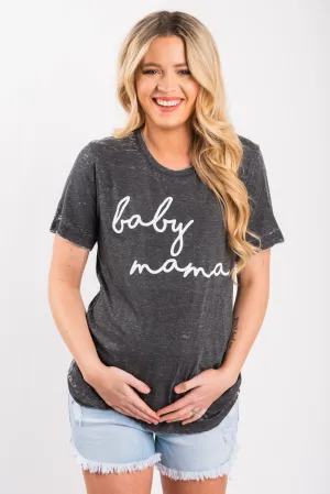 Baby Mama script unisex short sleeve t-shirt acid wash grey