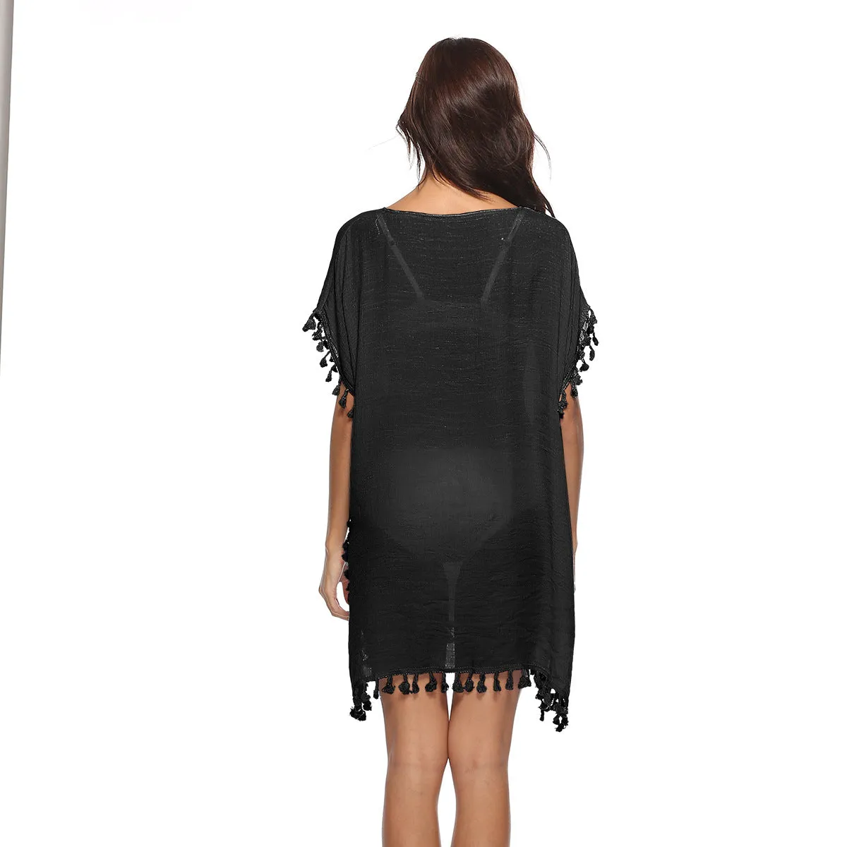 Beach Bunny Swimwear quick dry kaftan- black