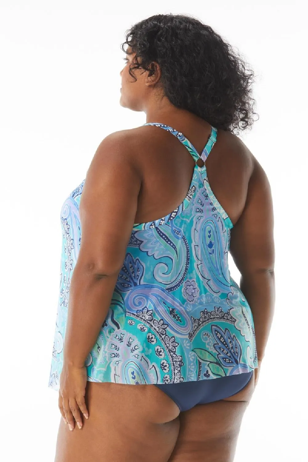 Beach House Kerry Mesh Layer UW Plus Tankini, Paradise Peri (HW59355)