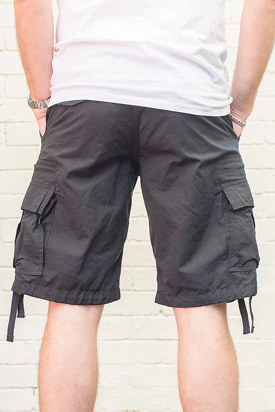 Black Longer Length Molecule 55001 Lightweight Cargo Shorts