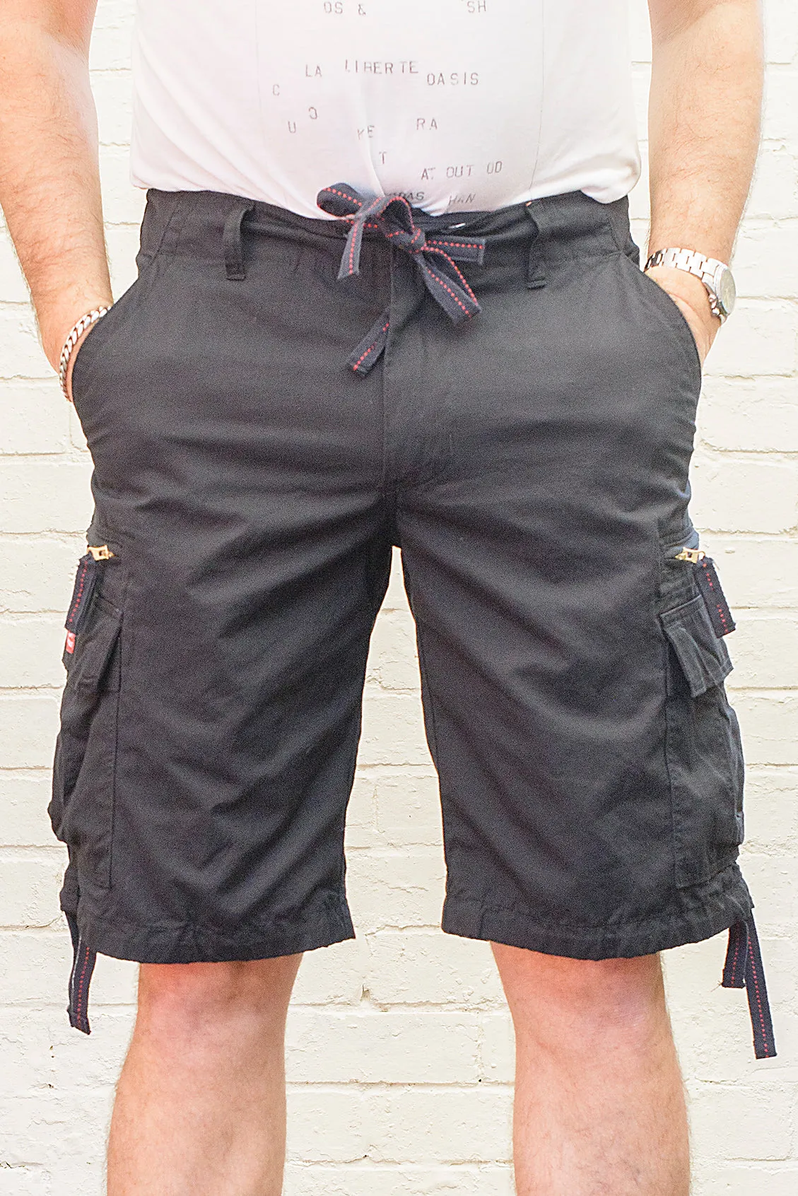 Black Longer Length Molecule 55001 Lightweight Cargo Shorts