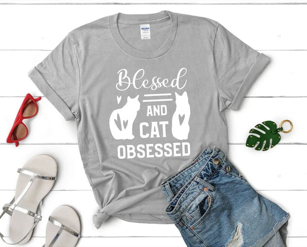 Blessed and Cat Obsessed Woman T Shirt.