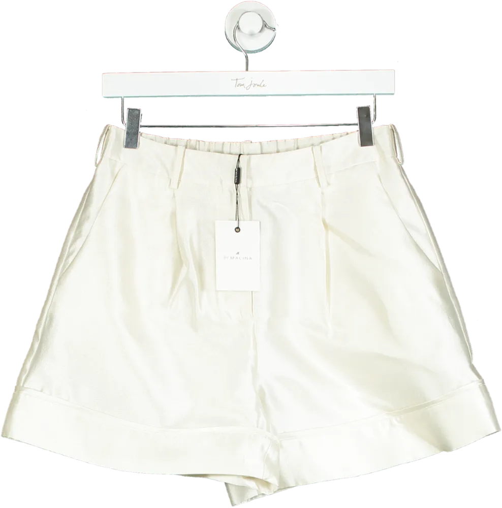 By Malina White Satin Shorts UK S