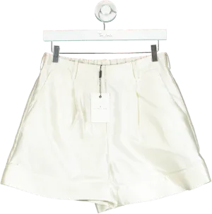 By Malina White Satin Shorts UK S