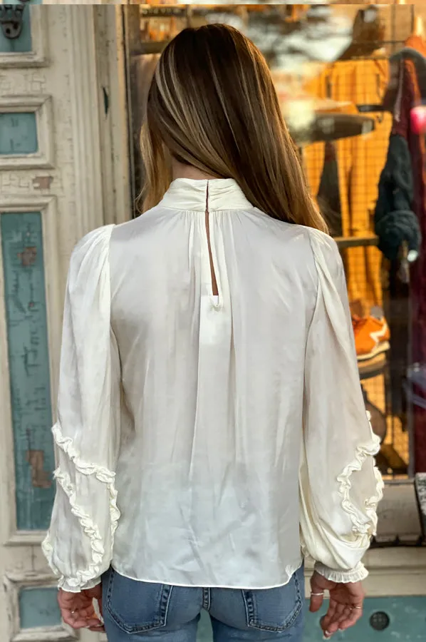 Carissa Mock Neck Blouse - Cream