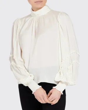 Carissa Mock Neck Blouse - Cream
