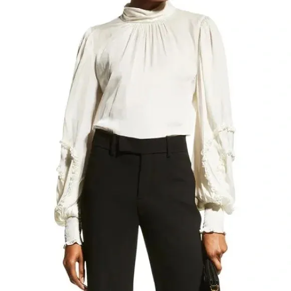 Carissa Mock Neck Blouse - Cream