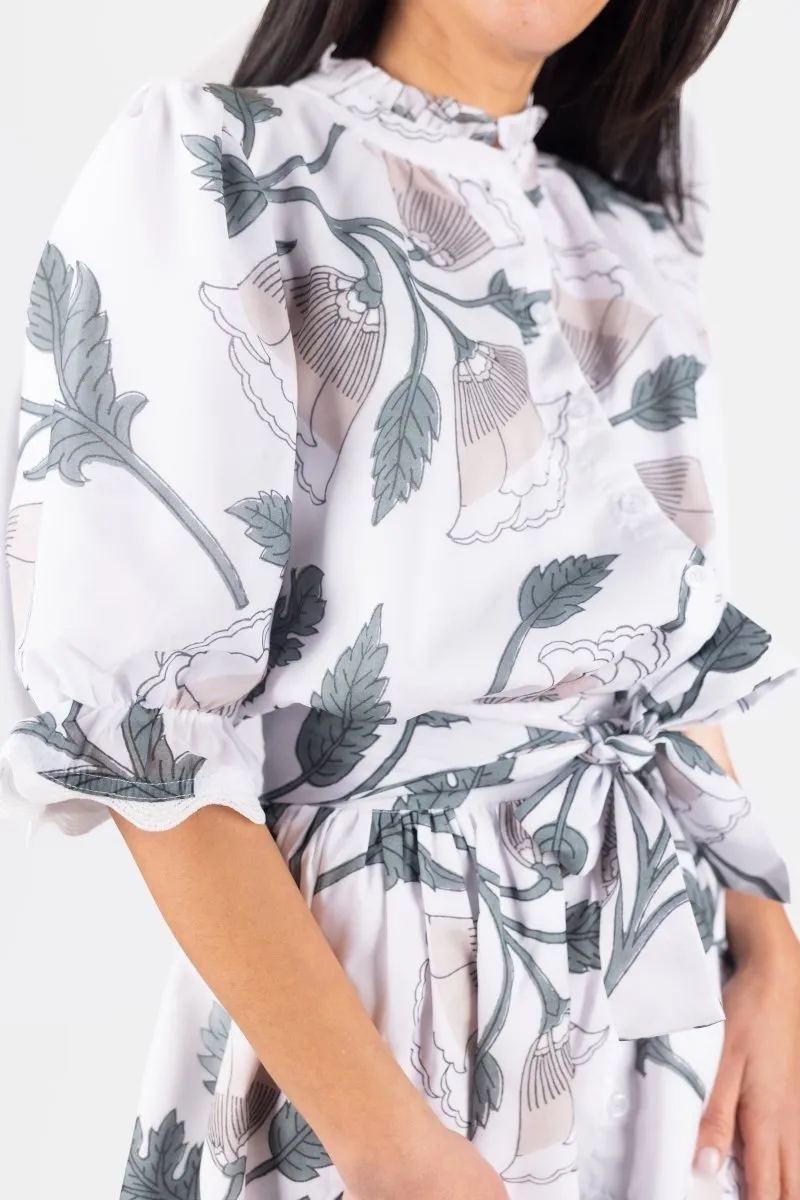 CARLA DRESS 37" (WHITE GROUND)