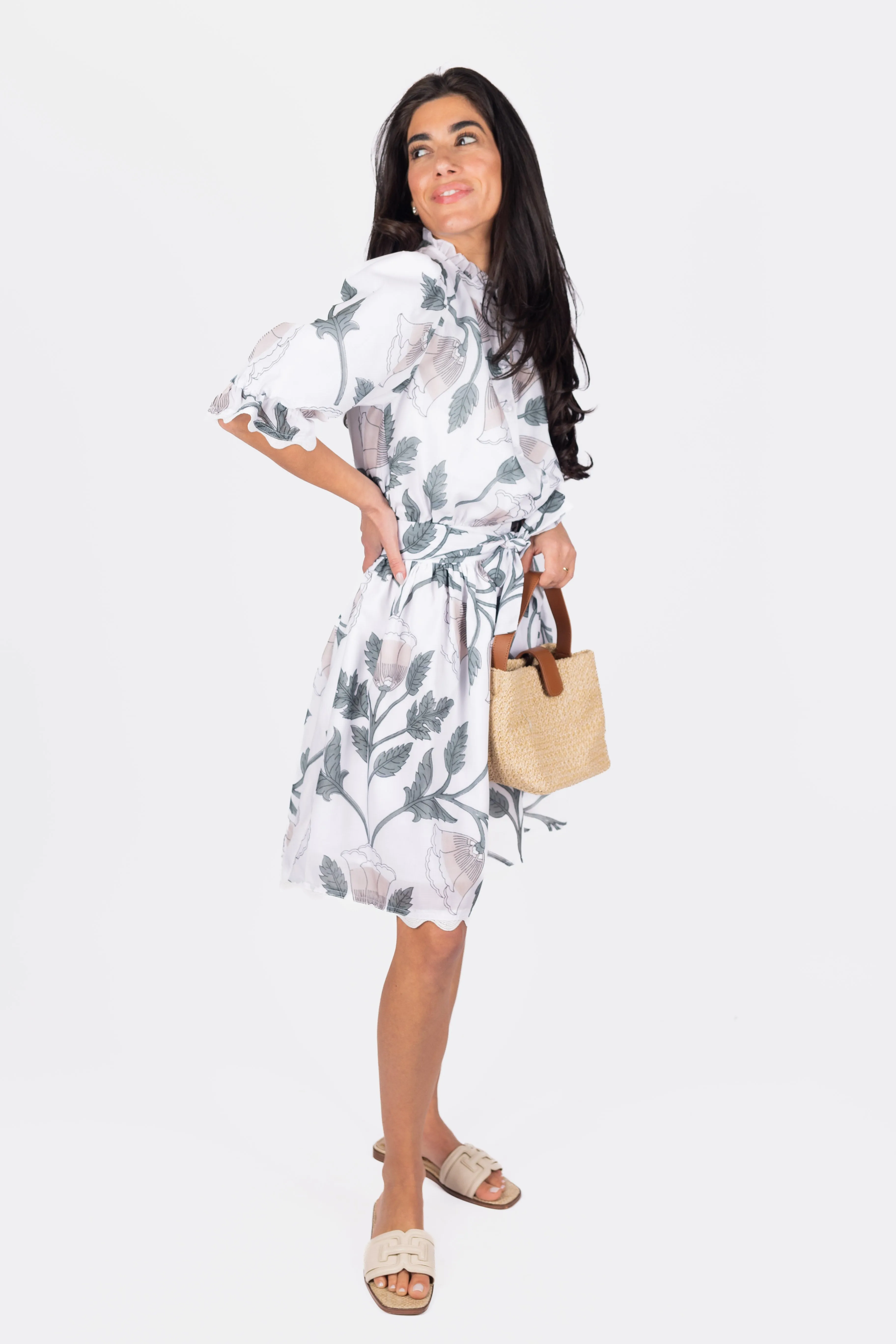 CARLA DRESS 37" (WHITE GROUND)