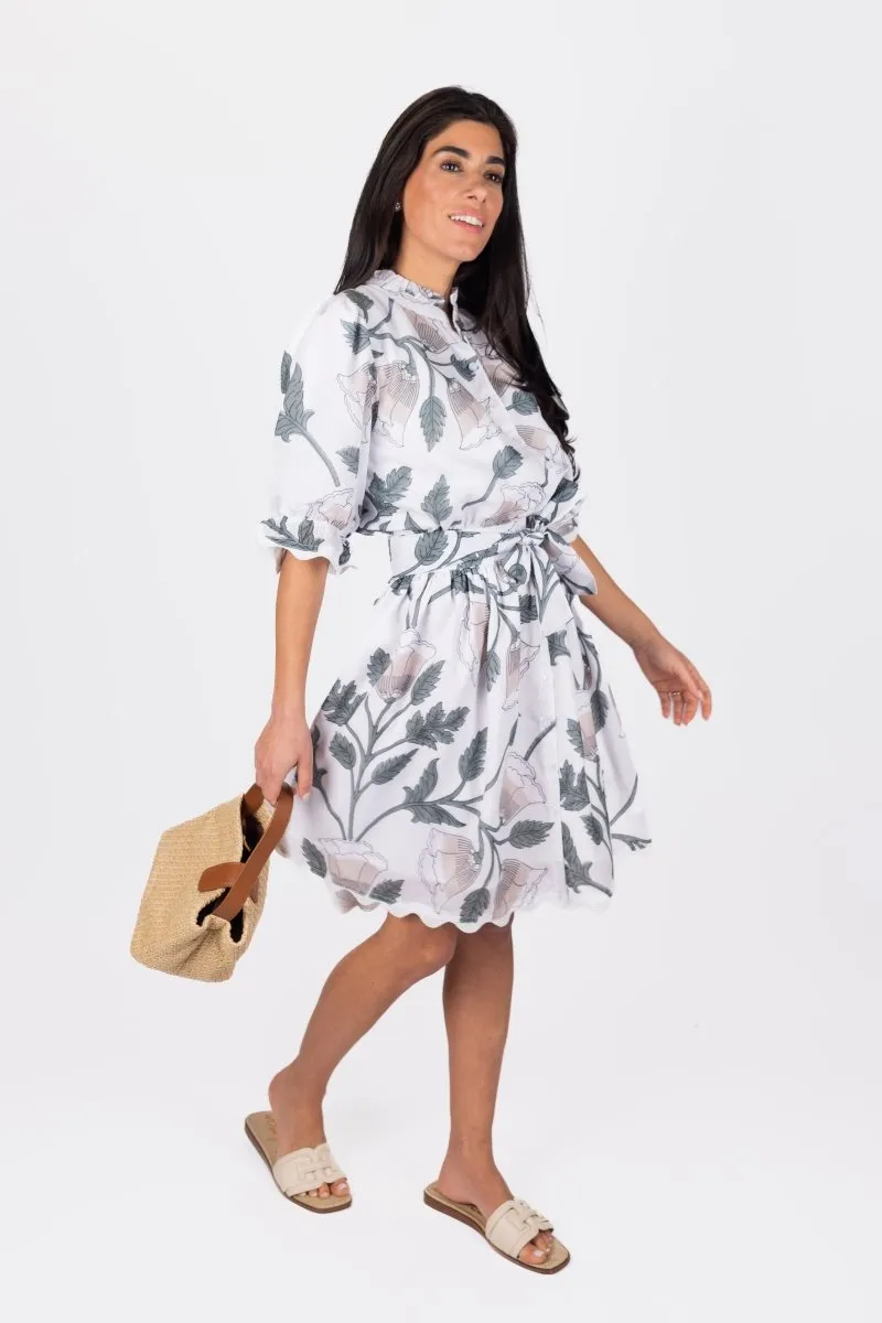 CARLA DRESS 37" (WHITE GROUND)
