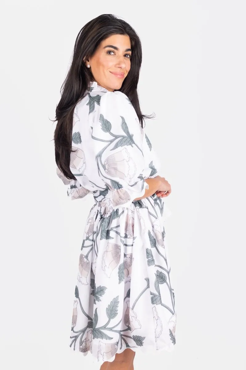 CARLA DRESS 37" (WHITE GROUND)