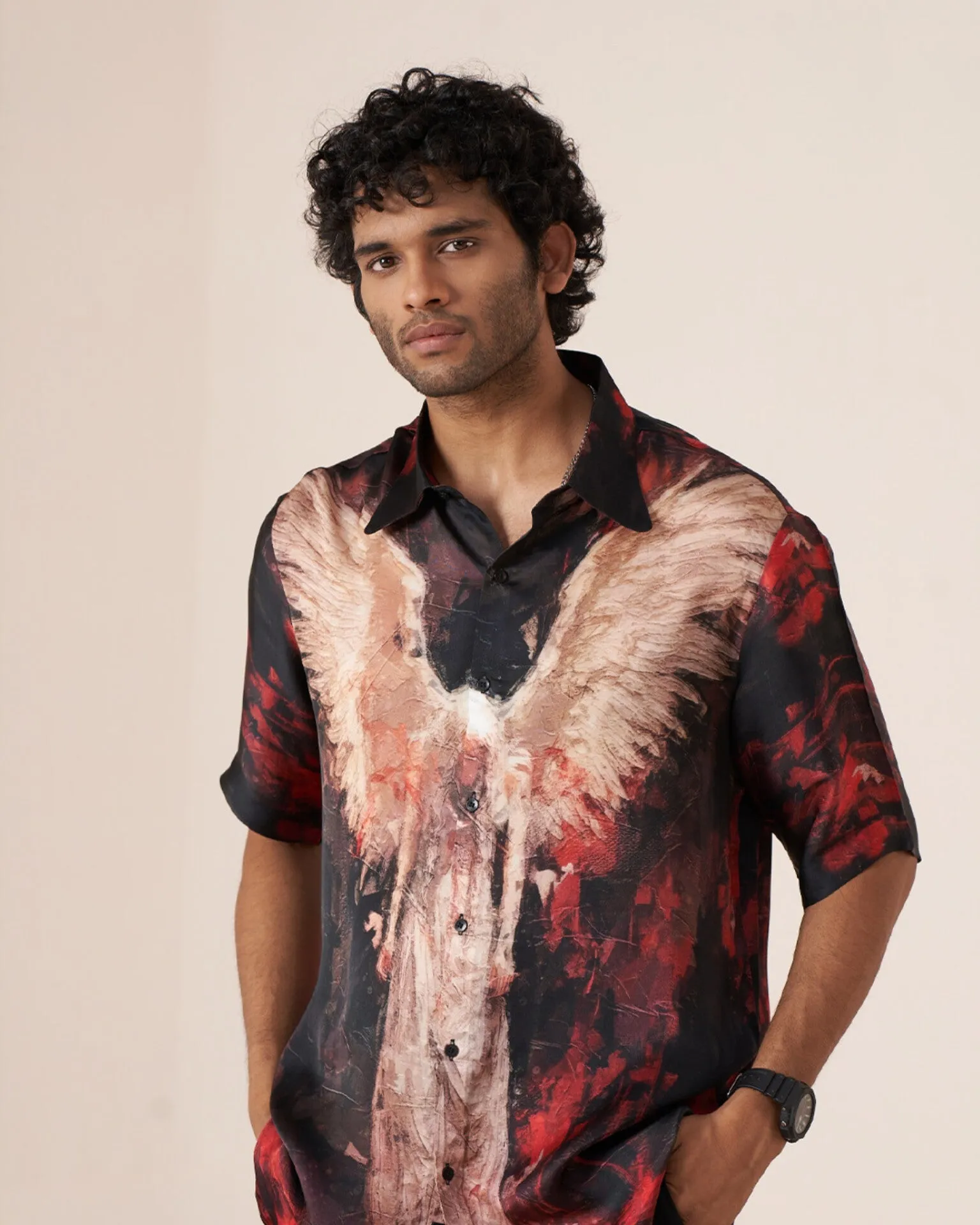 Celestial Wings Pure Bemberg Satin Short Sleeve Shirt