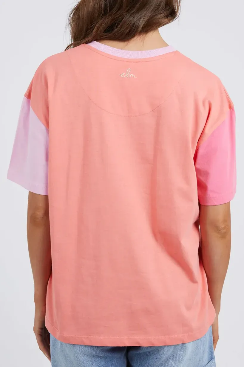 Cherry Block Tee in Peach