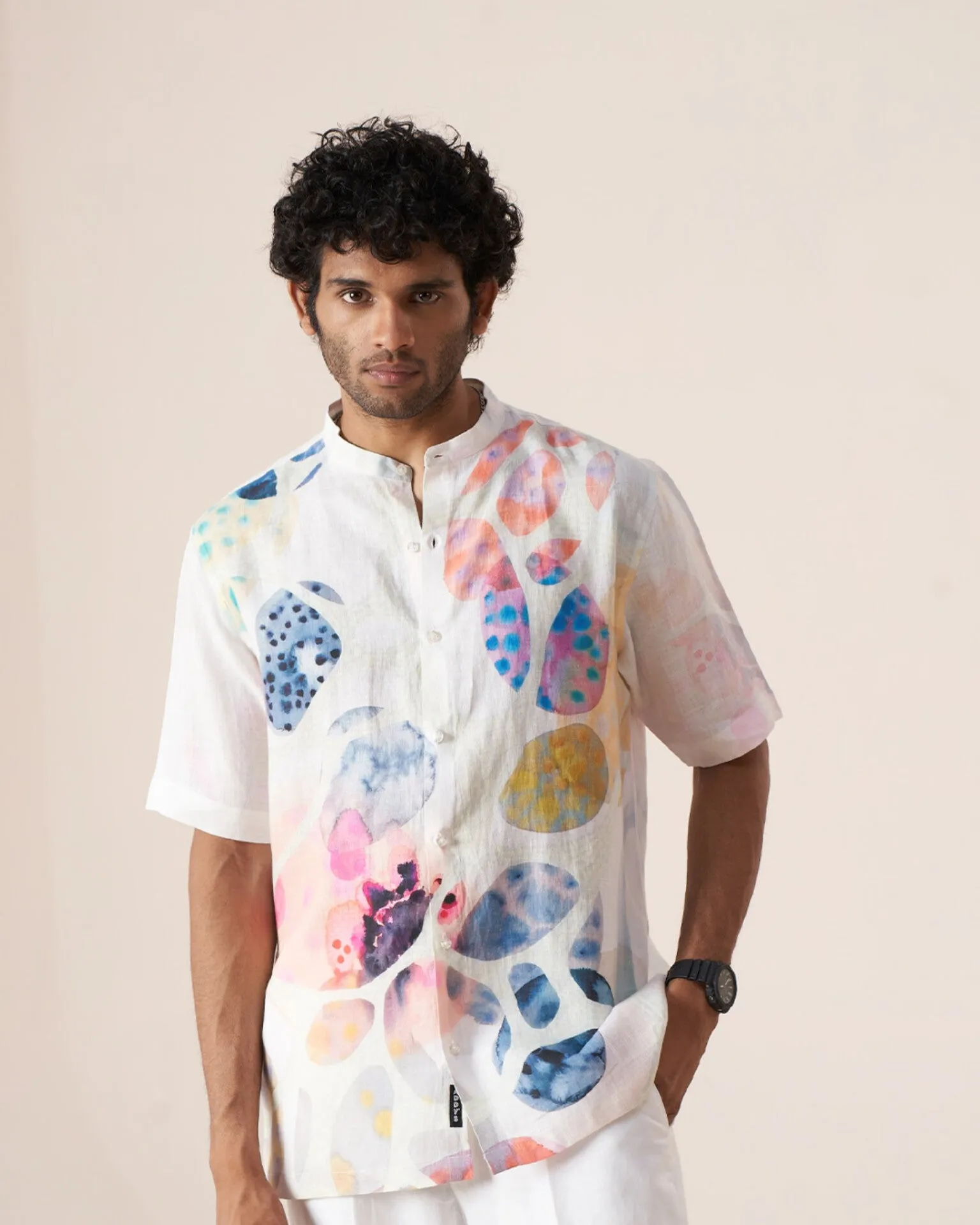 Color Splash (Pure Linen Short Sleeve Shirt)  AddysForMen