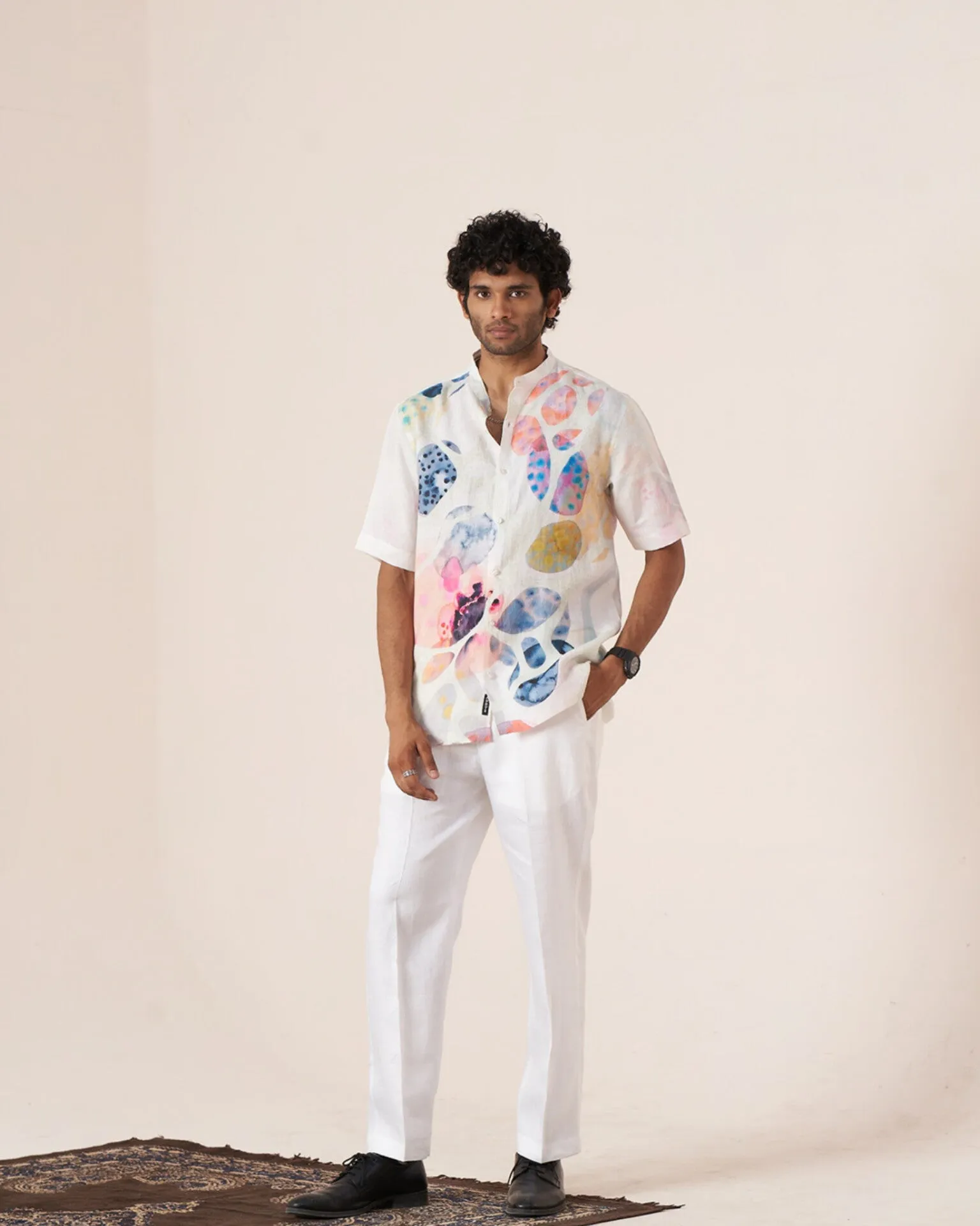 Color Splash (Pure Linen Short Sleeve Shirt)  AddysForMen