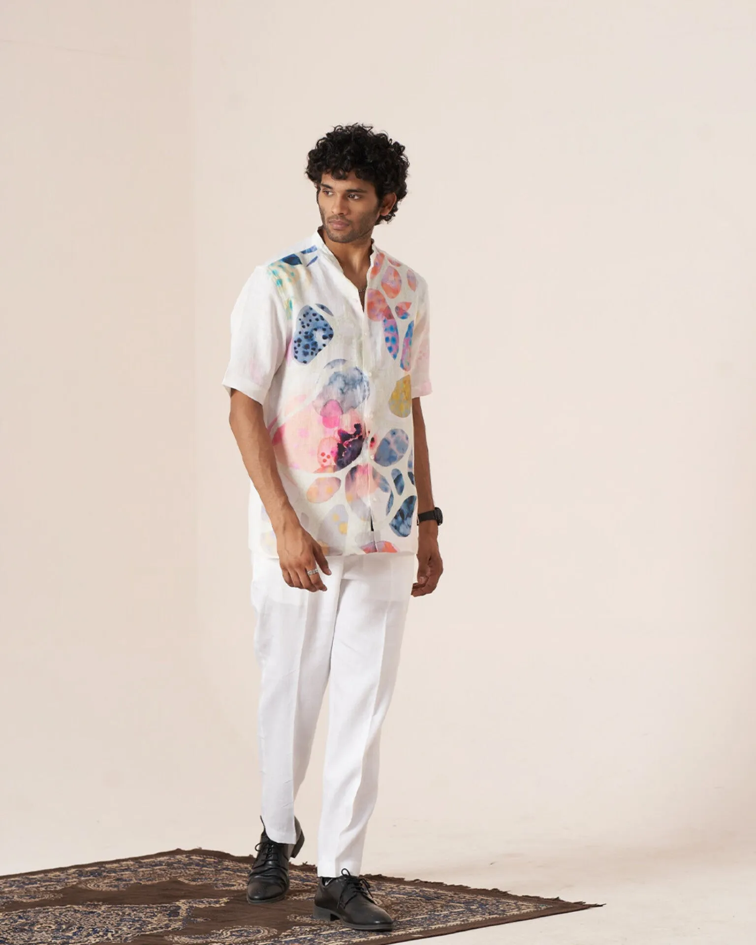 Color Splash (Pure Linen Short Sleeve Shirt)  AddysForMen