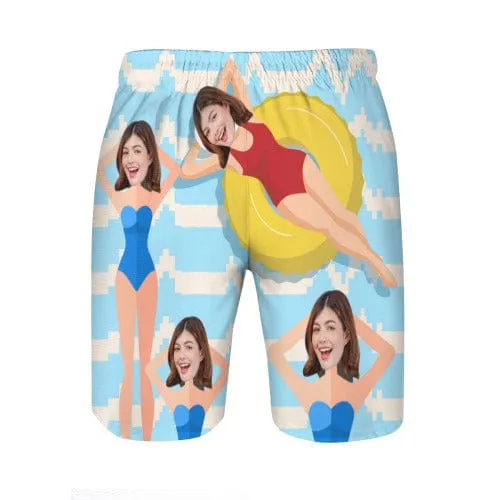 Custom Girlfriend's Face Quick Dry Swim Trunks Personalized Swimwear