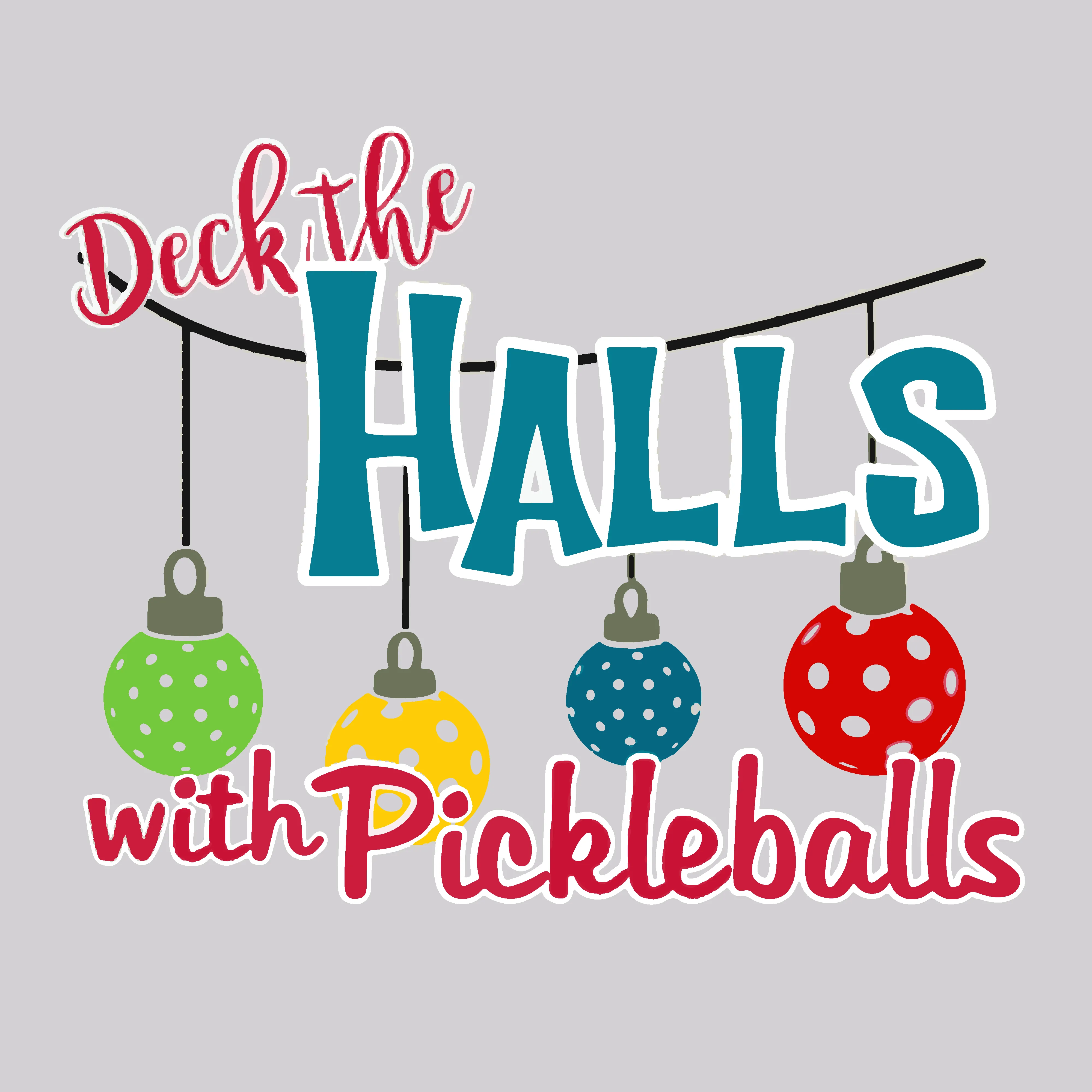 Deck the Halls with Pickleballs | Youth Short Sleeve Pickleball Shirts | 100% Polyester