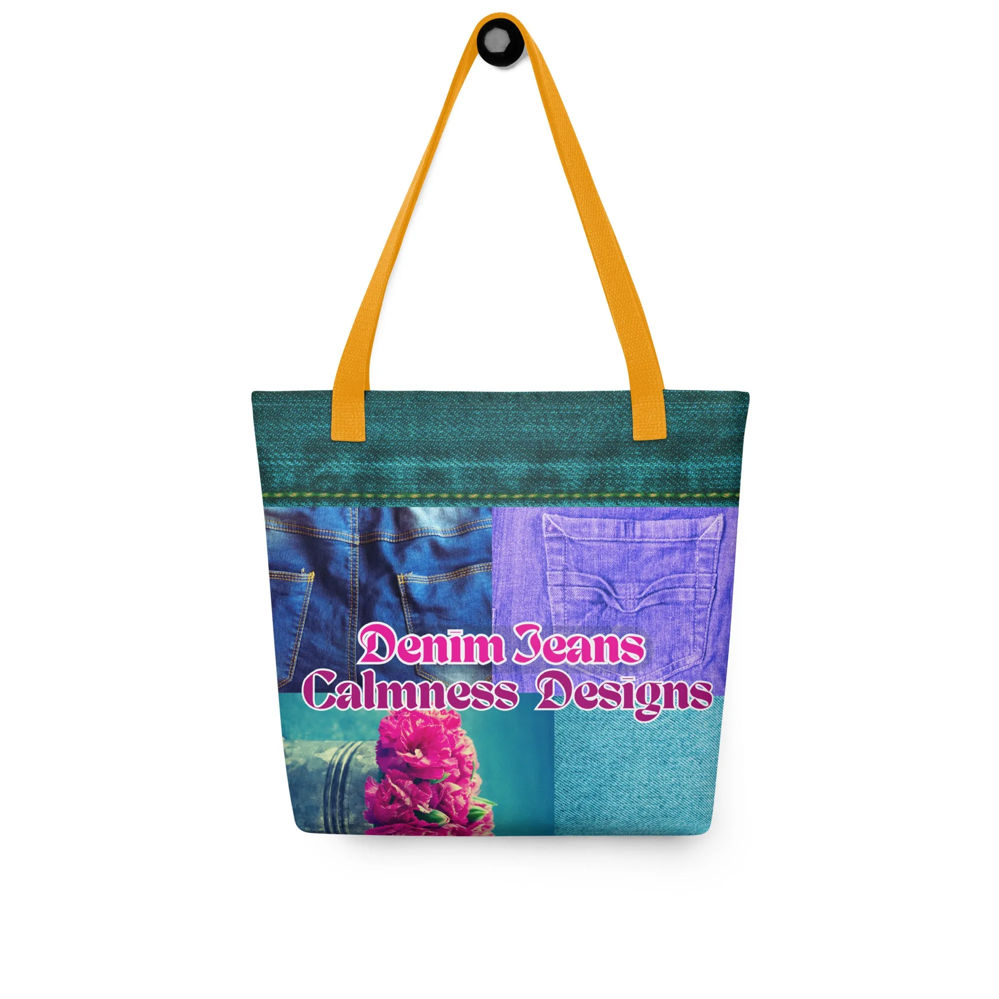 Denim Jeans, Flowers on Jeans,  Calmness Designs,   Tote bag