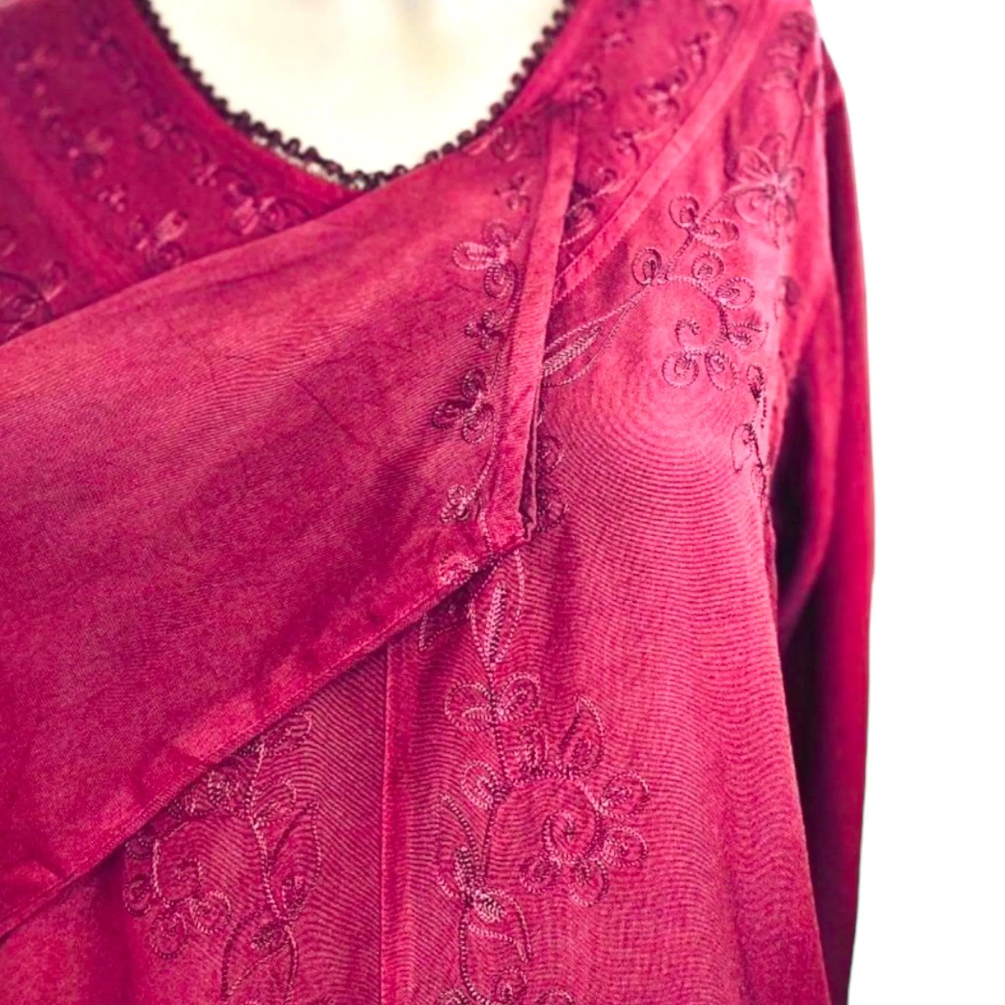 Embroidered V-Neck Chemise Blouse
