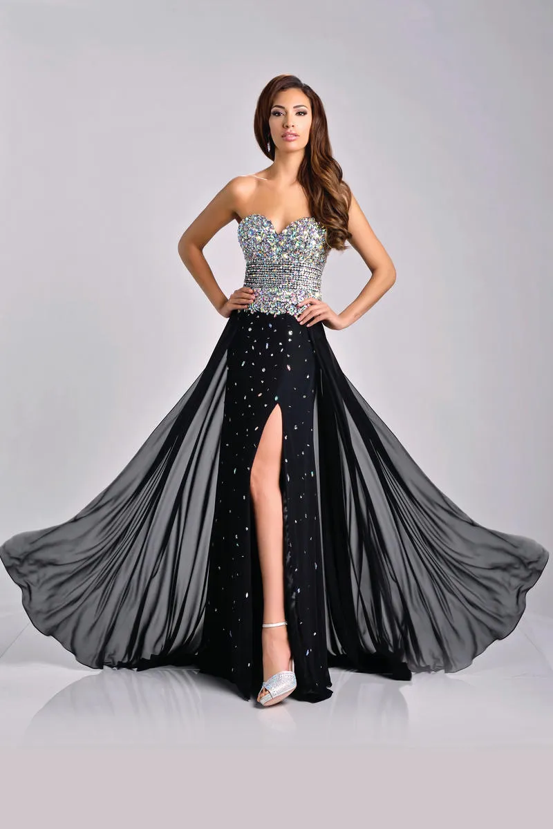 Envious Couture 15211 size 16 Yellow A Line Formal Dress Slit Prom Embellished