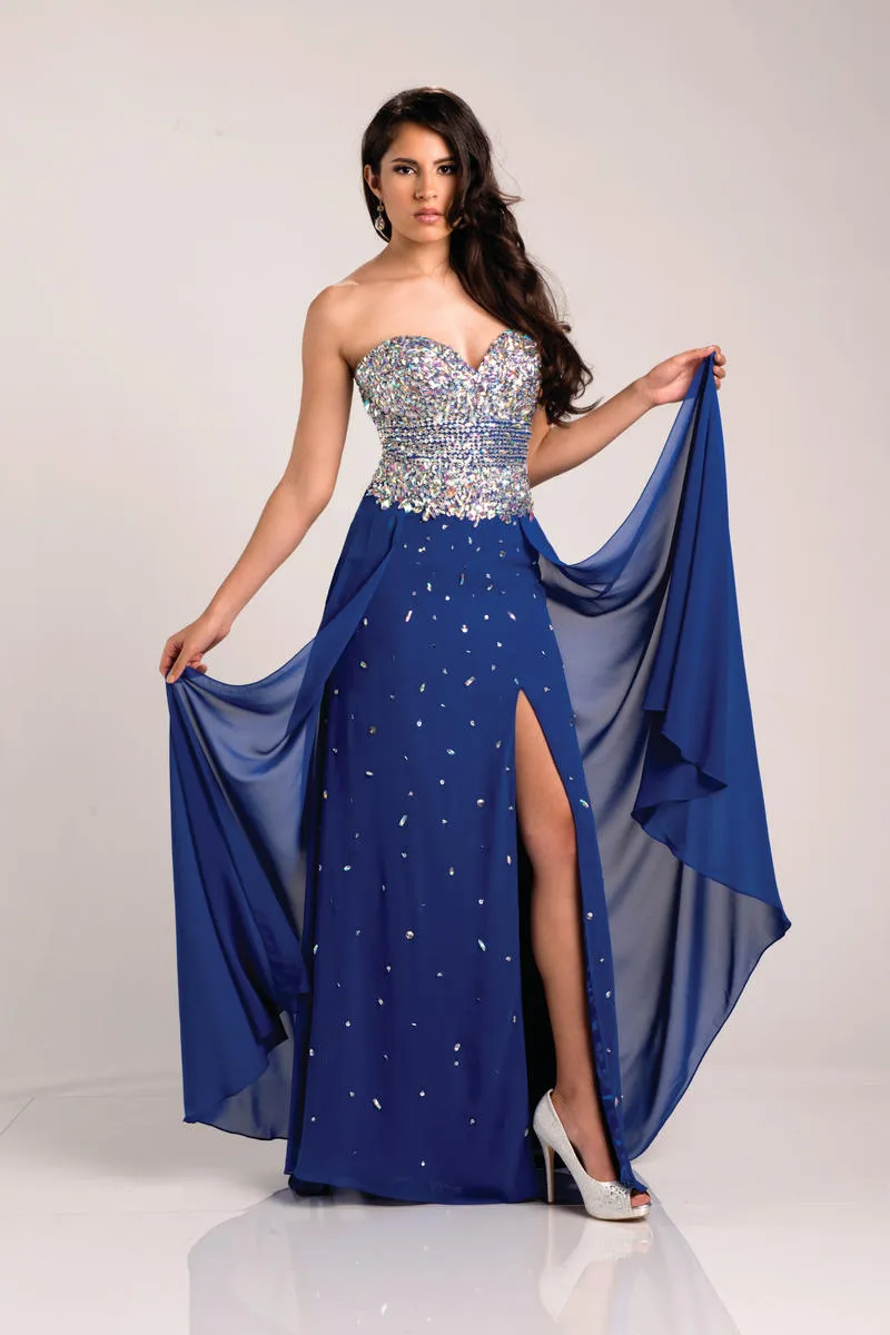 Envious Couture 15211 size 16 Yellow A Line Formal Dress Slit Prom Embellished