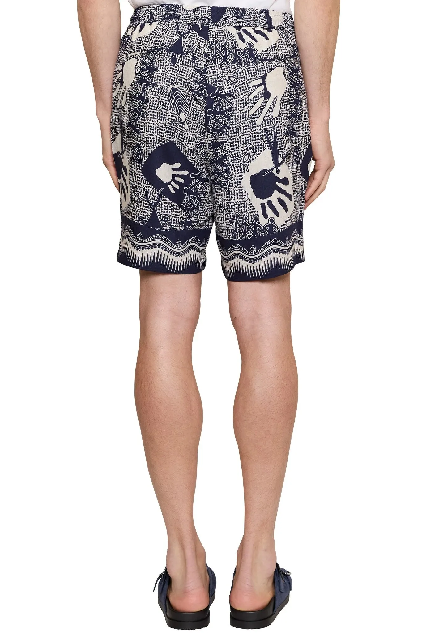Fenton Border Print Shorts in Navy