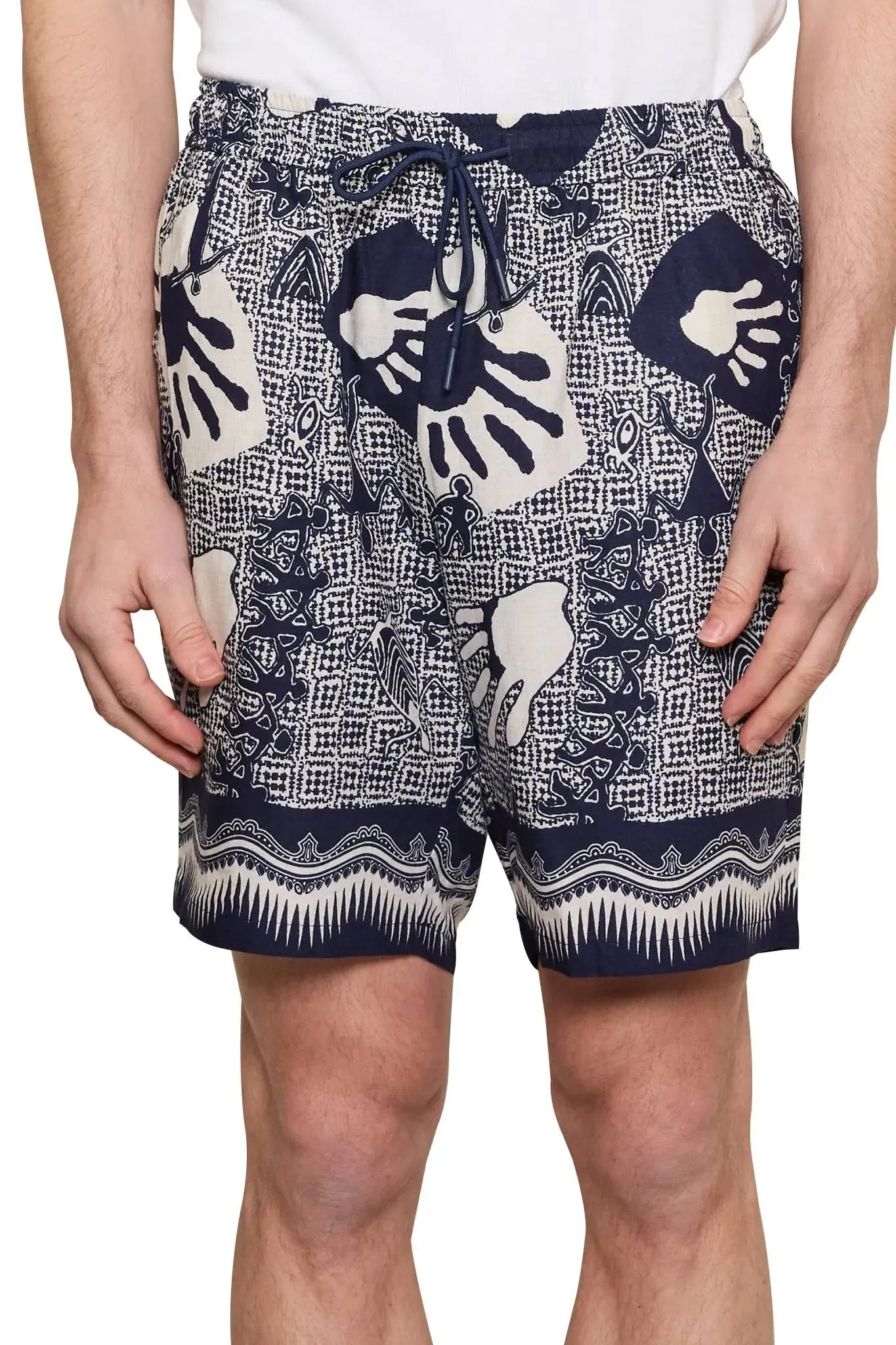 Fenton Border Print Shorts in Navy