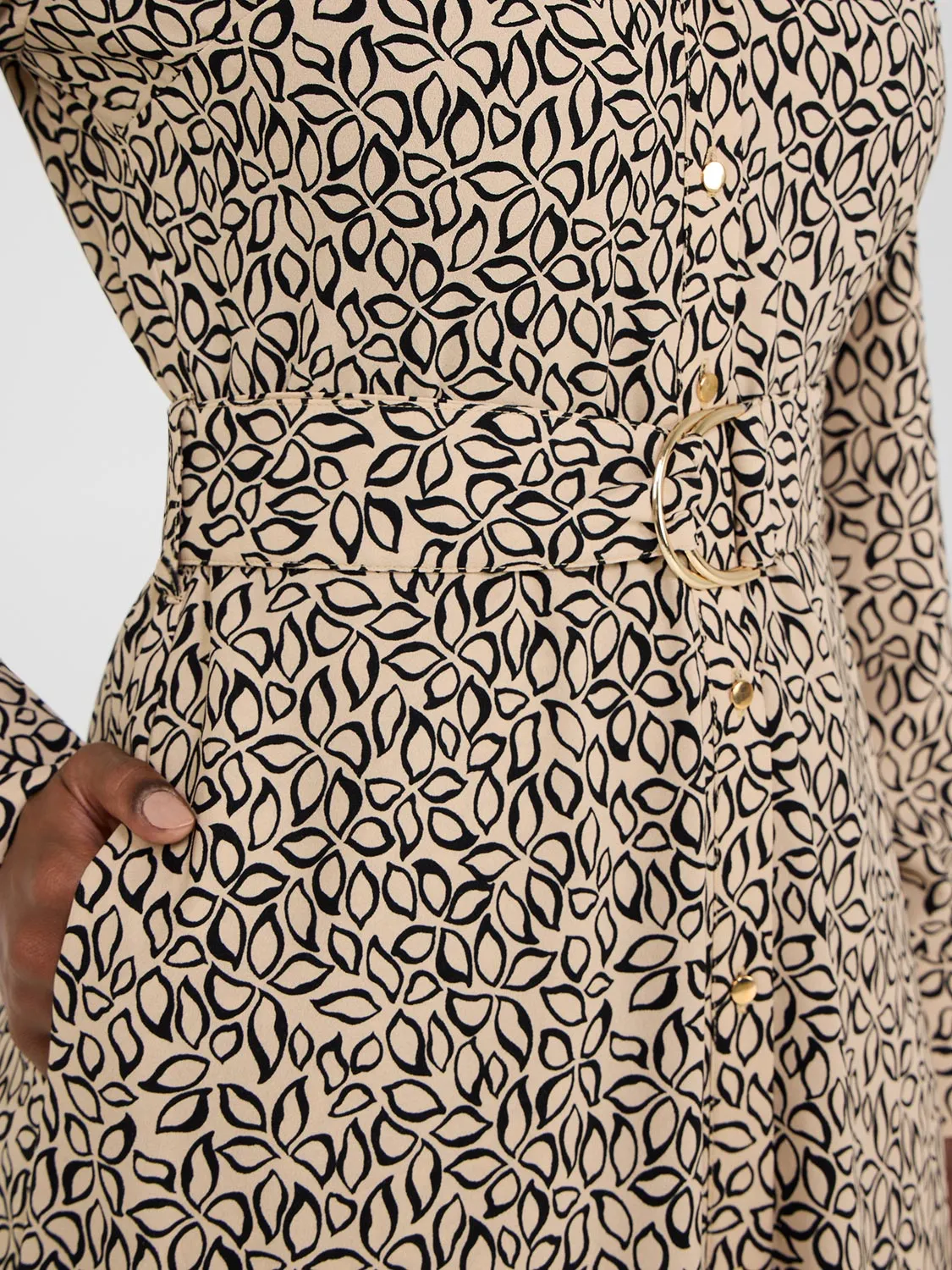 Floral Print Flowy Shirt Dress
