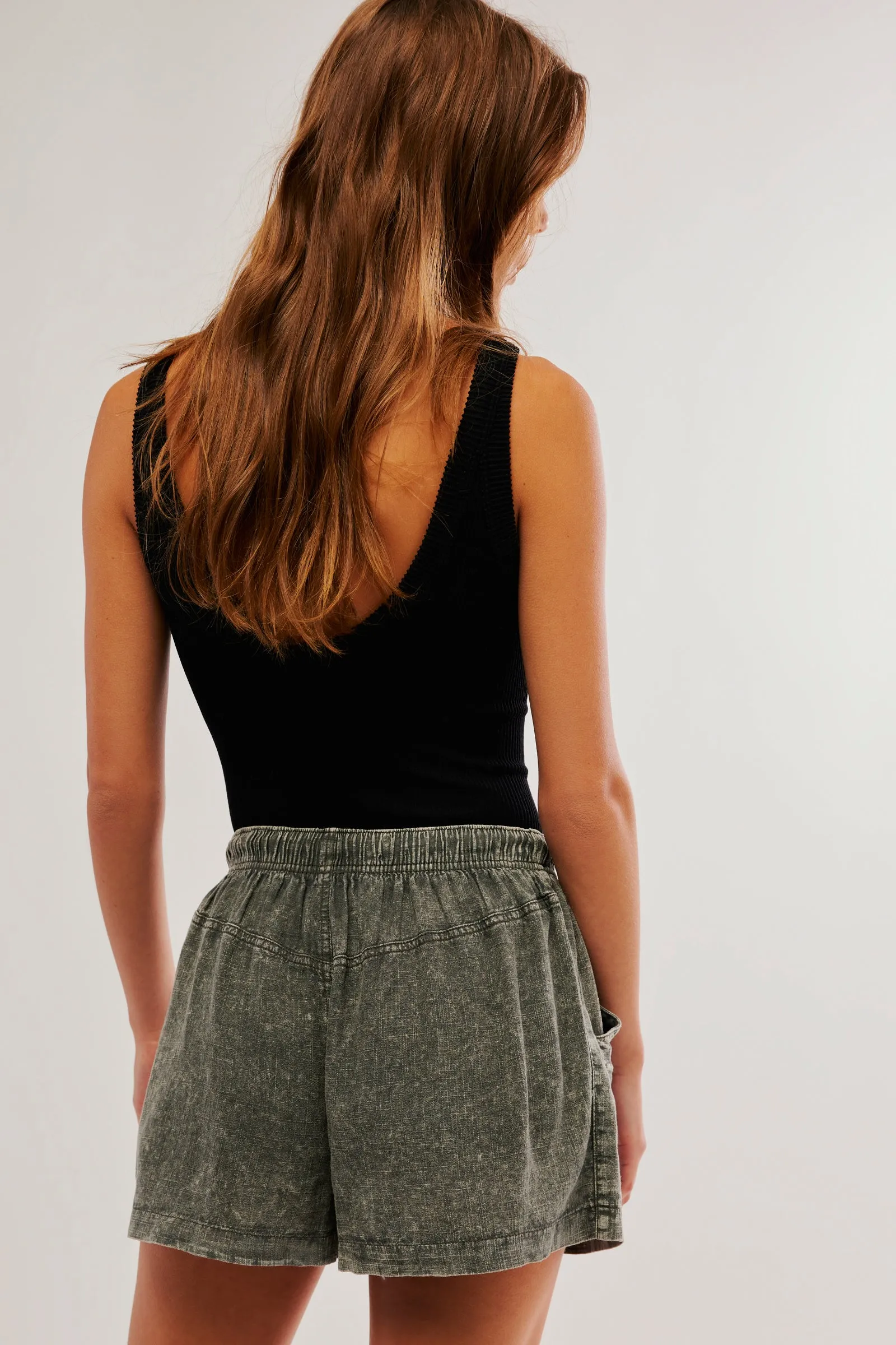 Free People Westmoreland Linen Shorts- Dried Basil