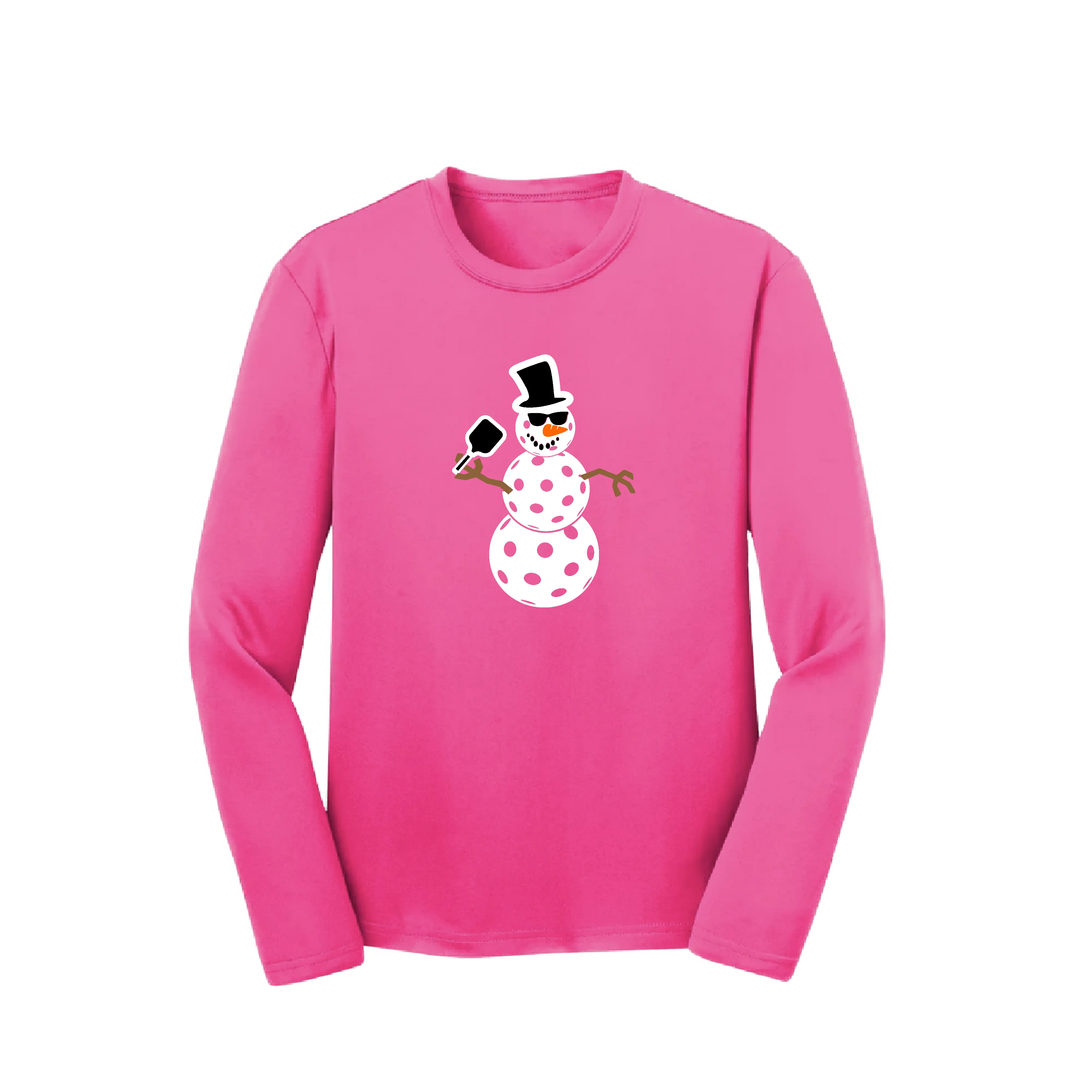 Frosty The Dinking Snowman | Youth Long Sleeve Pickleball Shirts | 100% Polyester