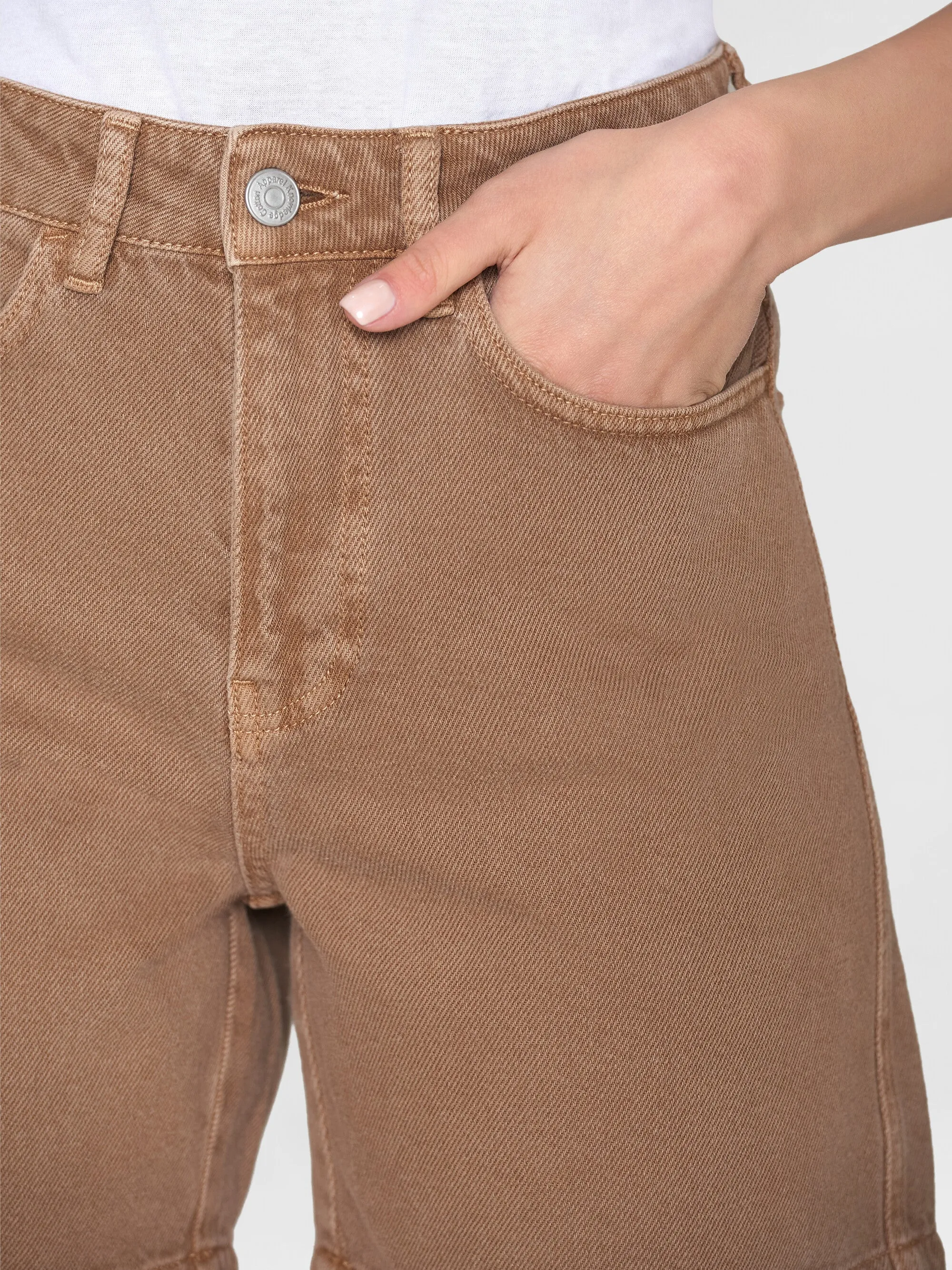 GALE straight mid-rise twill 5-pocket shorts - GOTS/Vegan - Tiramisu