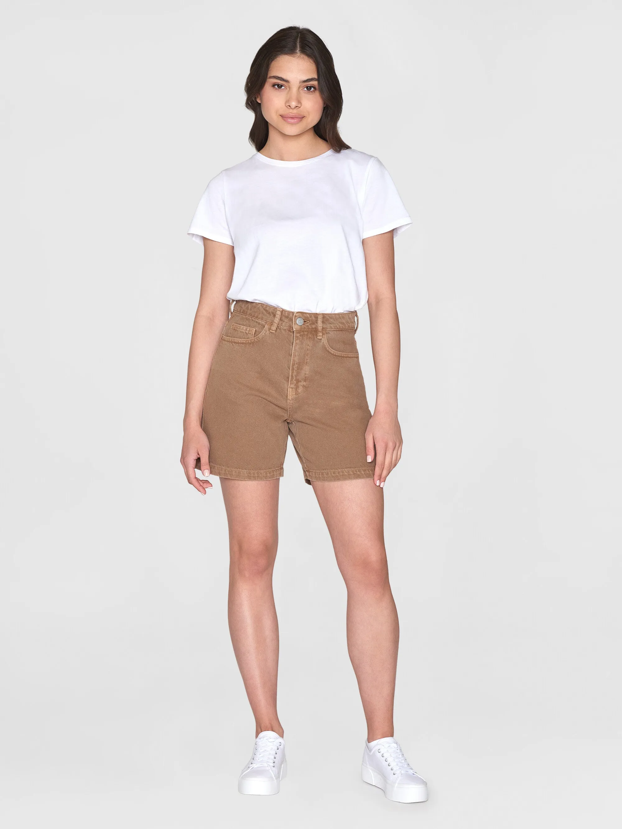 GALE straight mid-rise twill 5-pocket shorts - GOTS/Vegan - Tiramisu