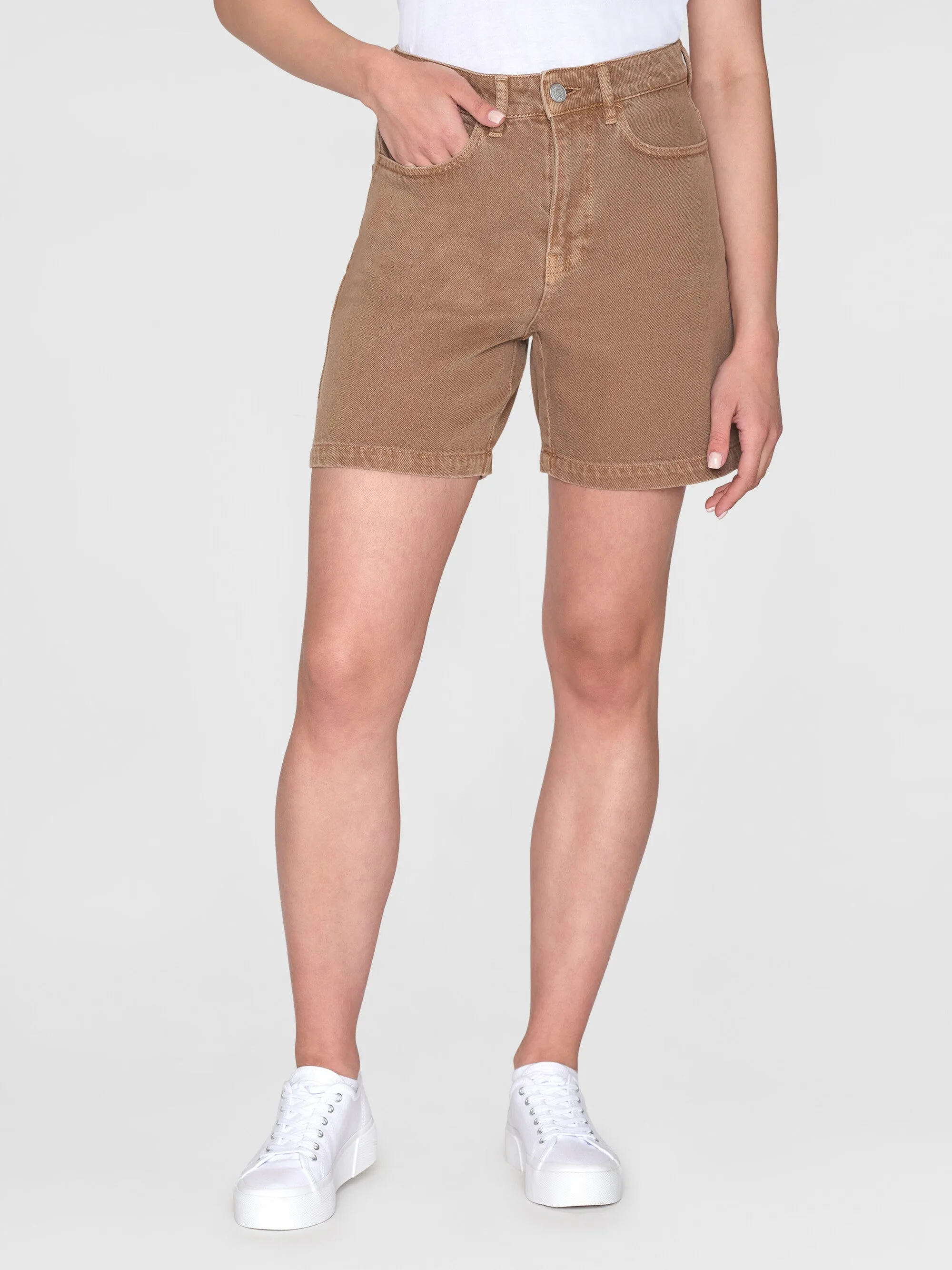 GALE straight mid-rise twill 5-pocket shorts - GOTS/Vegan - Tiramisu
