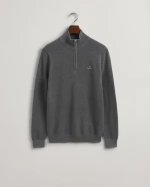 Gant Apparel Mens COTTON PIQUE HALF ZIP 92/DARK GREY MELANGE