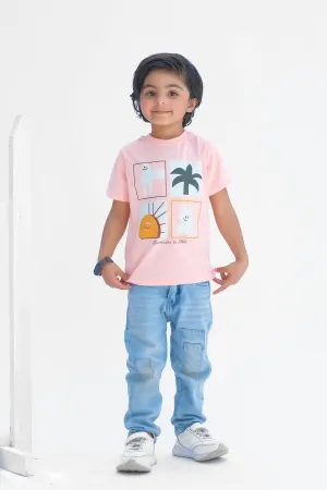 Hurricane Be Little  - Half Sleeves T-Shirts For Kids - Pink - SBT-356