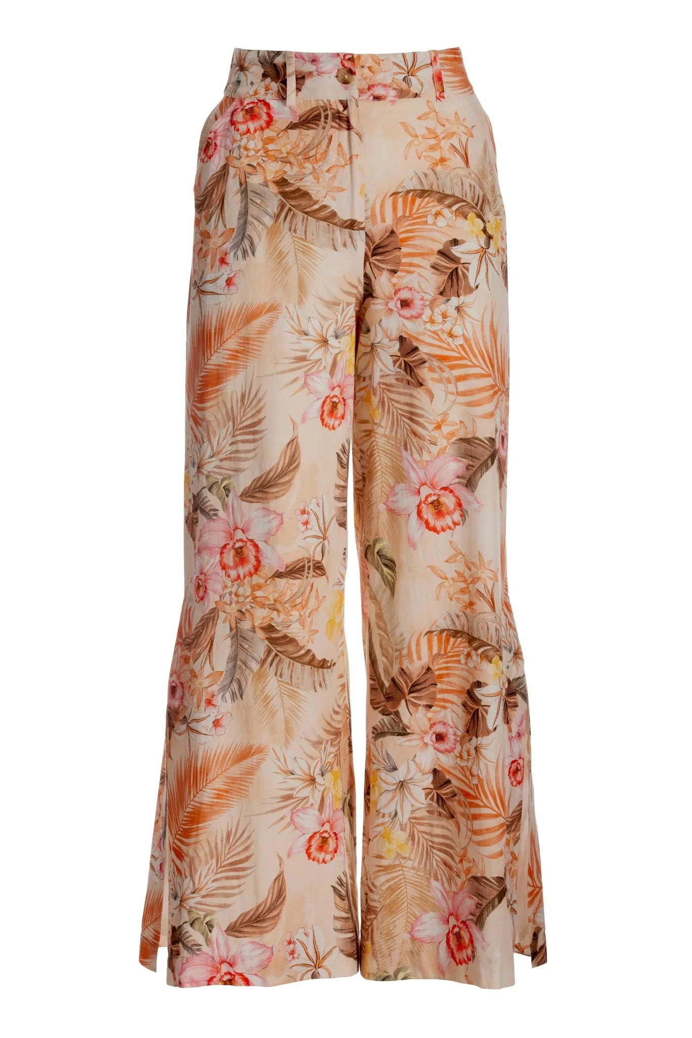 Ipanema Orchids Print Linen Side Slit Pant Multi