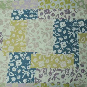 Ivory and Teal Floral Charmeuse Polyester Fabric