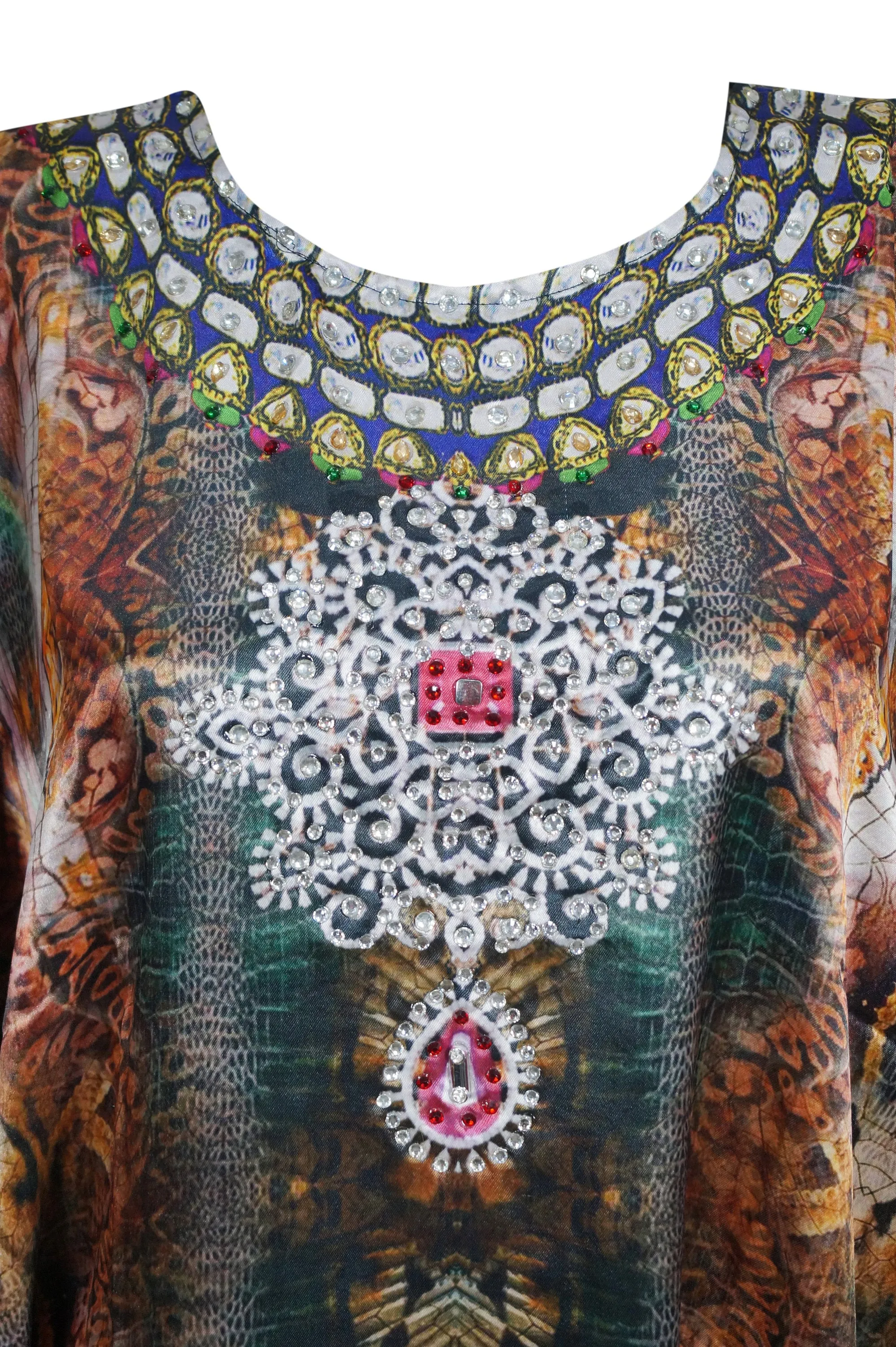Kaftan for Women Brown Gold Flowy Cruise Caftan 3Xl