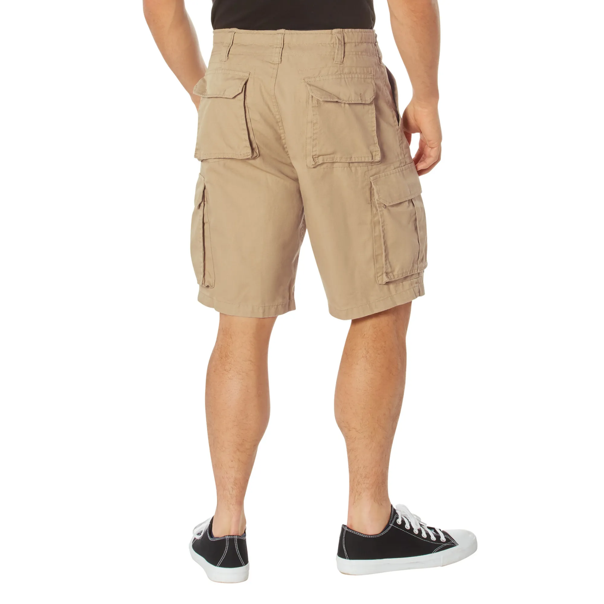 Khaki - Tactical Vintage Paratrooper BDU Cargo Shorts - Poly Cotton - Zipper Fly
